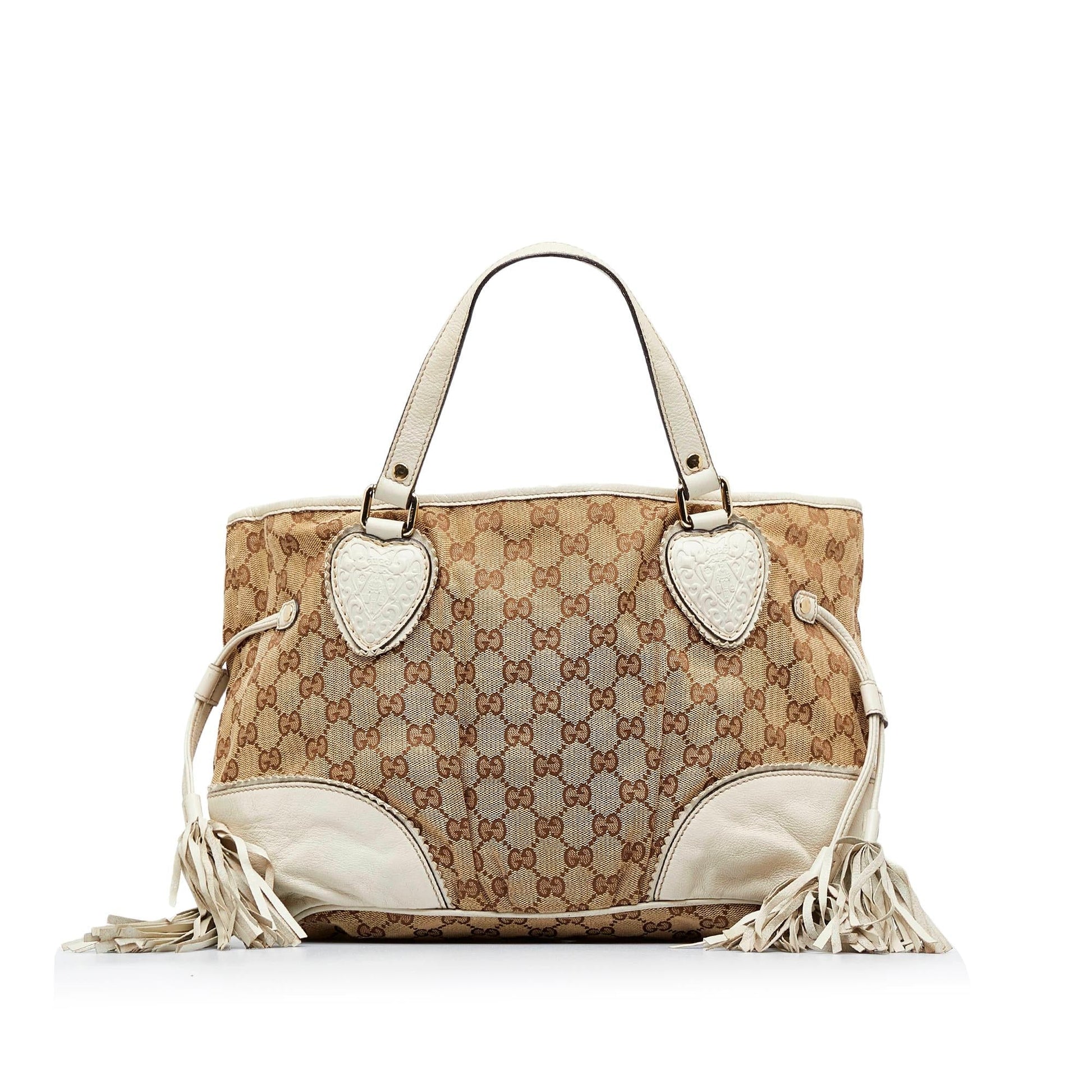 Gucci GG Tribeca SHG-lHMEpa Canvas Calf White Brown Tote Bag