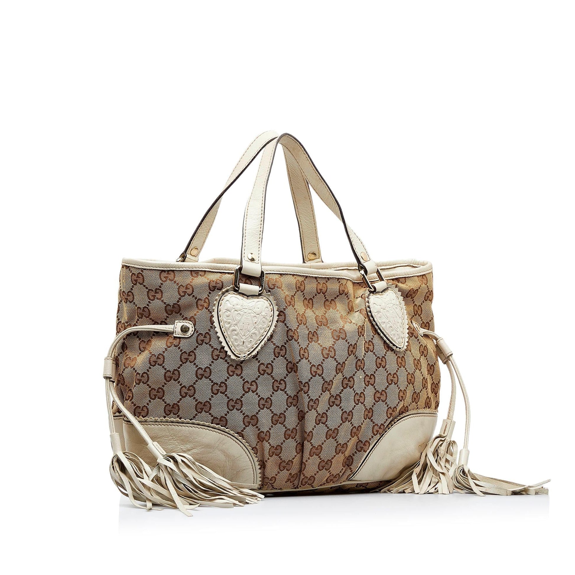 Gucci GG Tribeca SHG-lHMEpa Canvas Calf White Brown Tote Bag