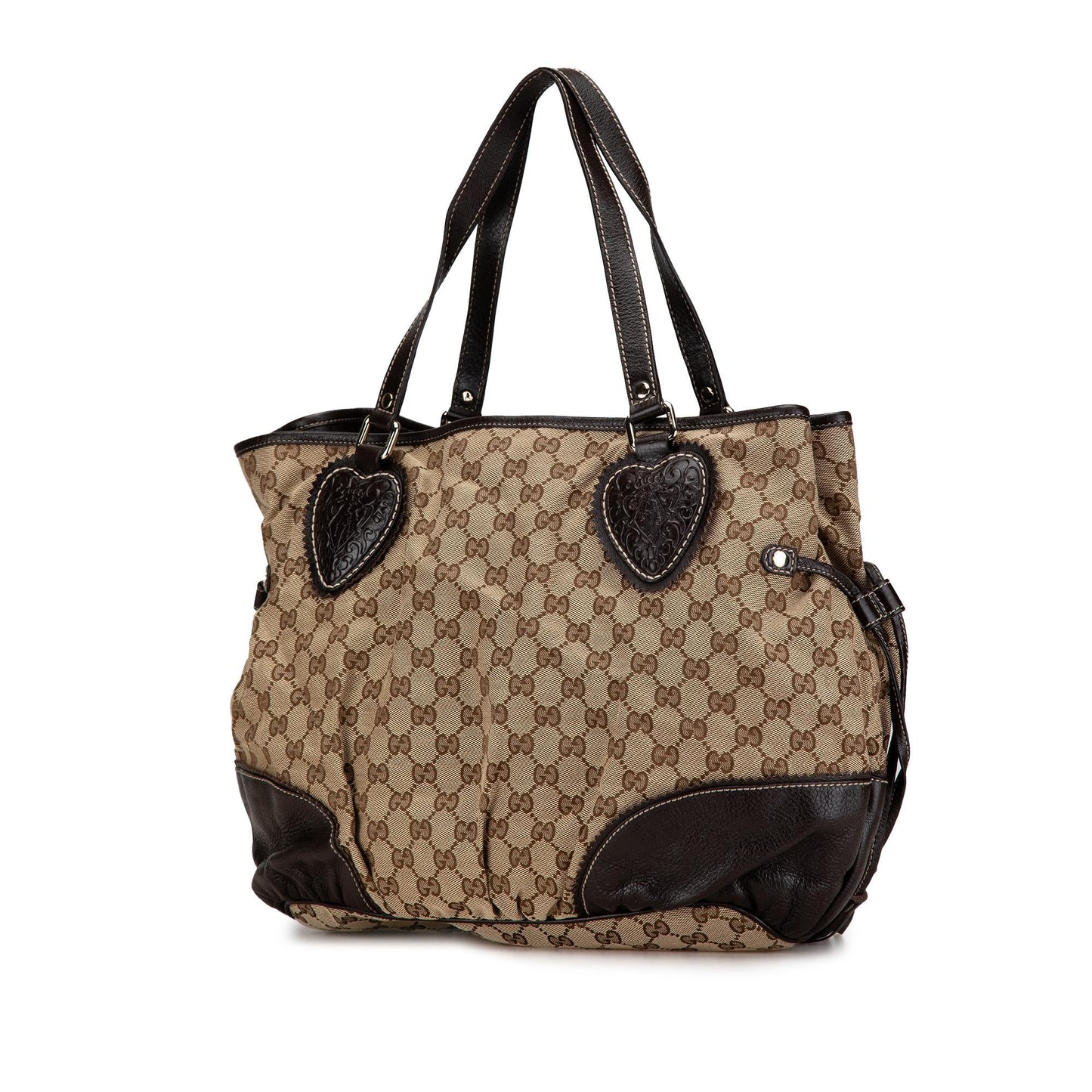 Gucci GG Tribeca Canvas Calf Black Brown Tote Bag