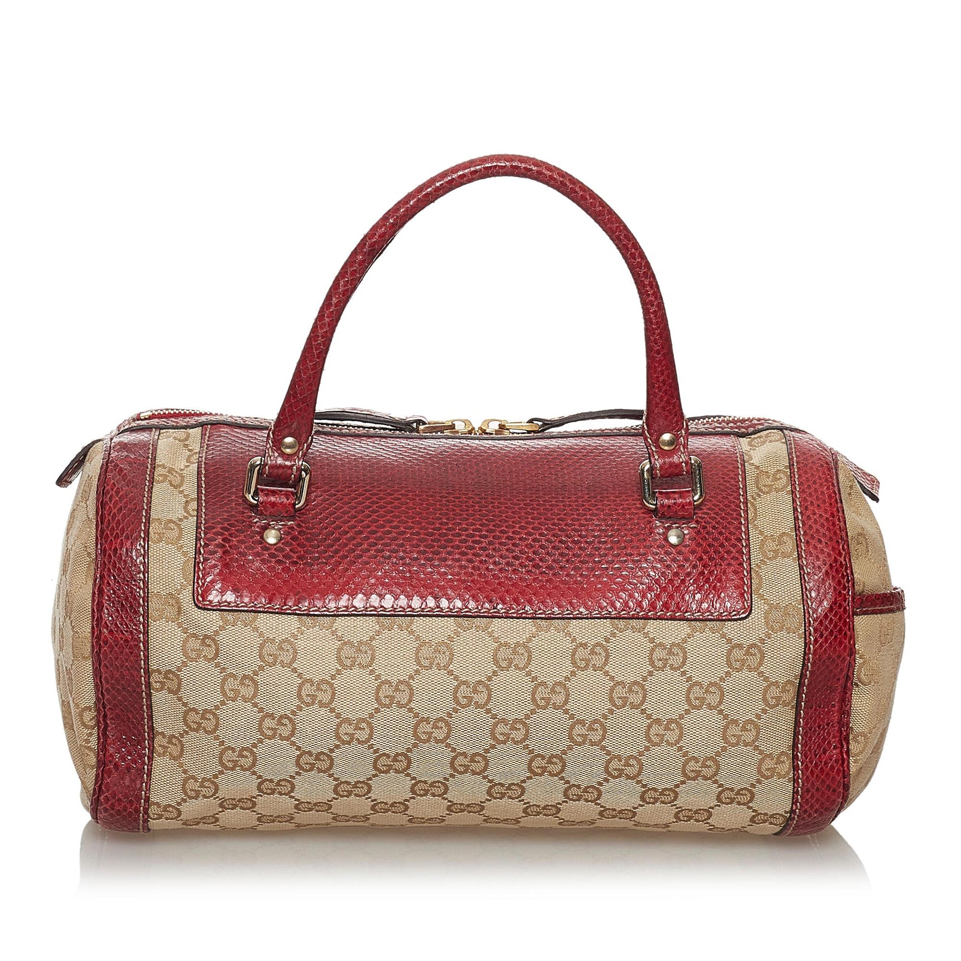 Gucci GG Trophy SHG Canvas Brown Red Satchel Bag