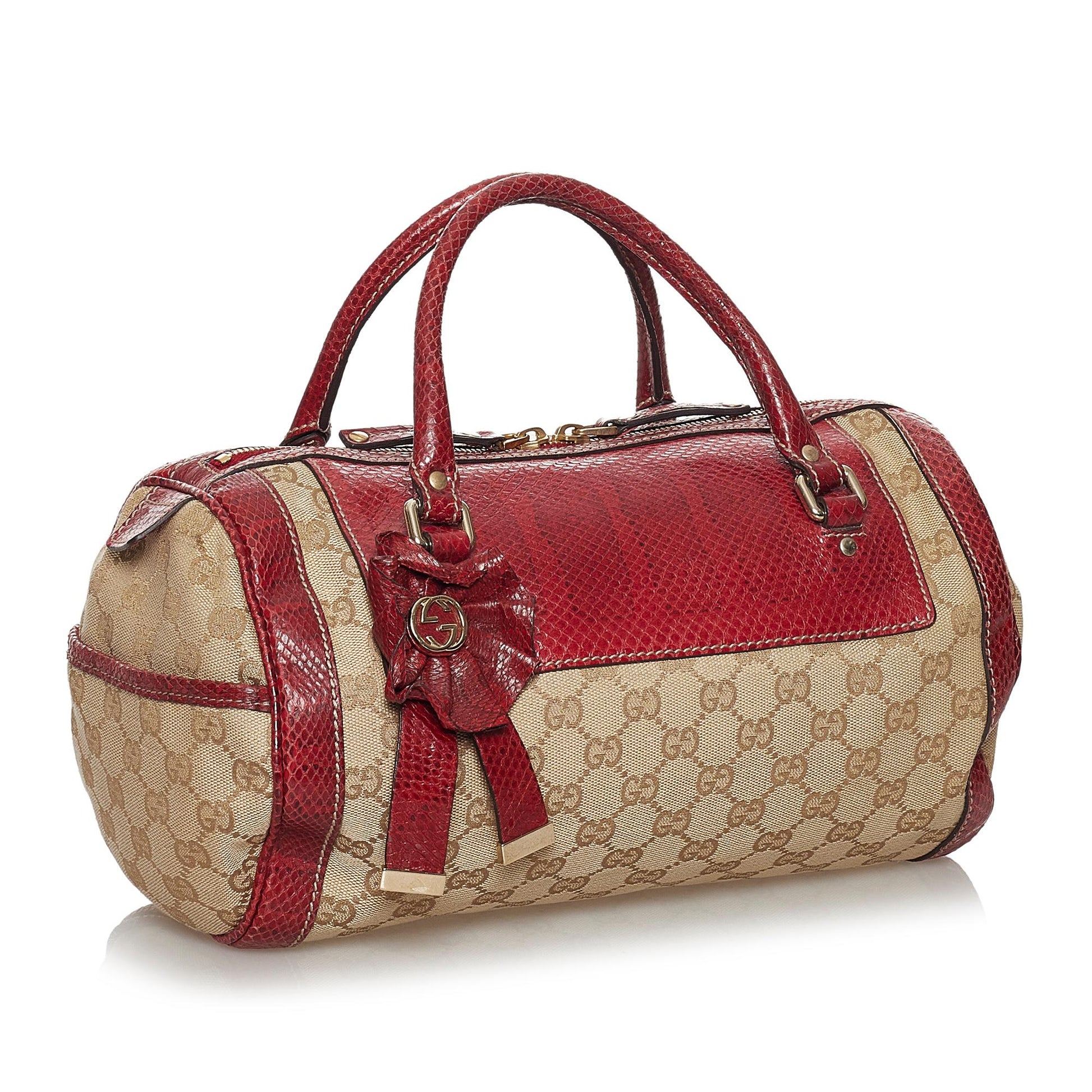 Gucci GG Trophy SHG Canvas Brown Red Satchel Bag