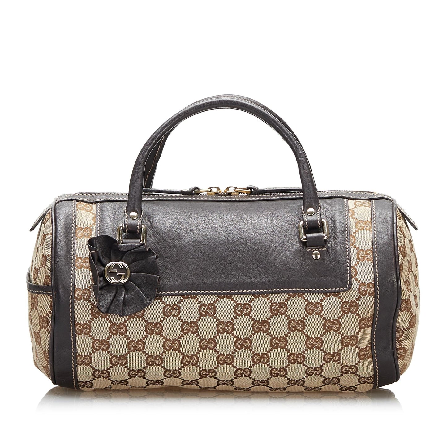 Gucci GG Trophy SHG-4YAF0E Canvas Calf Brown Satchel Bag