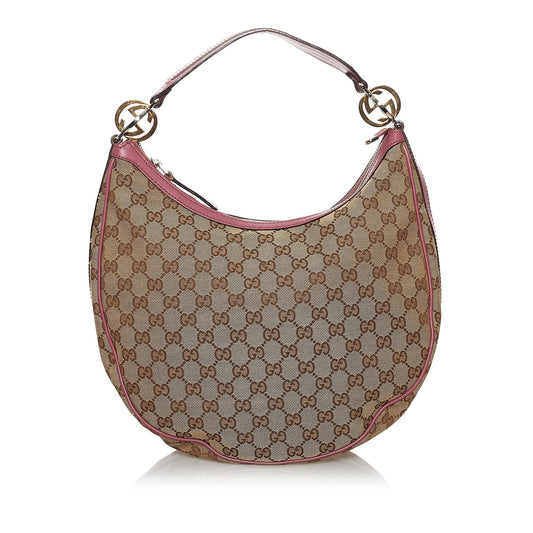 Gucci GG Twins SHG Canvas Brown Pink Shoulder Bag