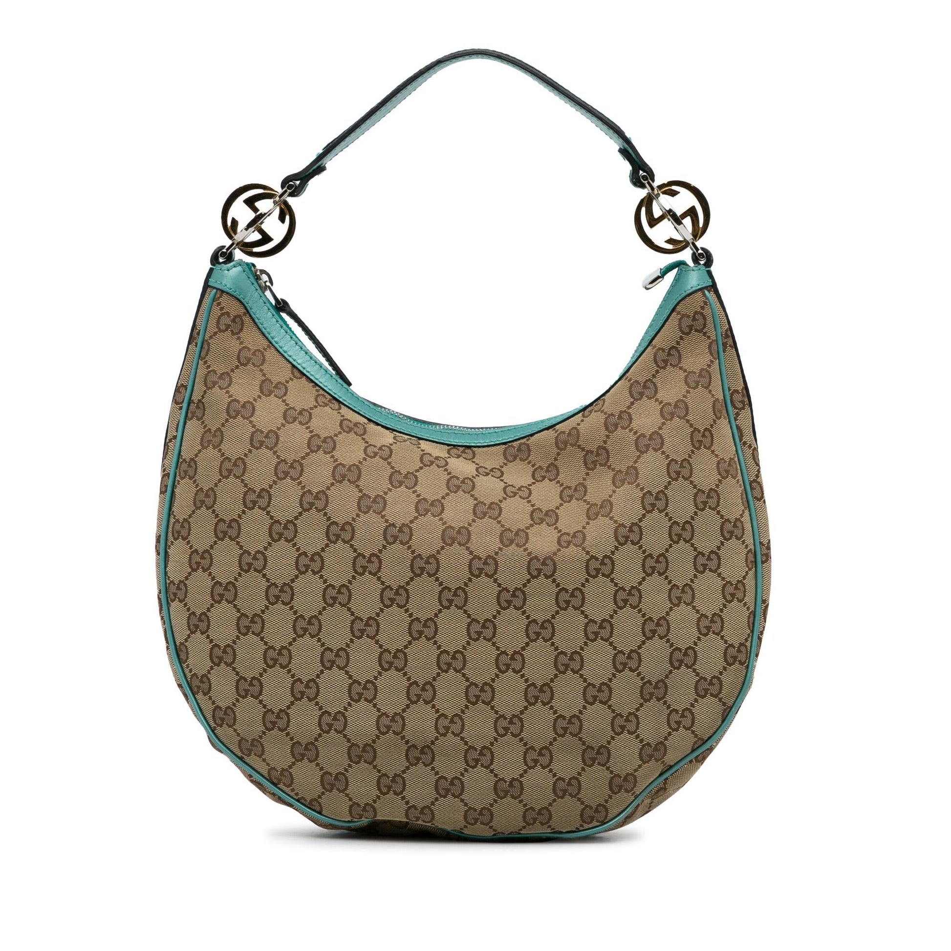 Gucci GG Twins SHG-60vfSW Canvas Calf Brown Shoulder Bag