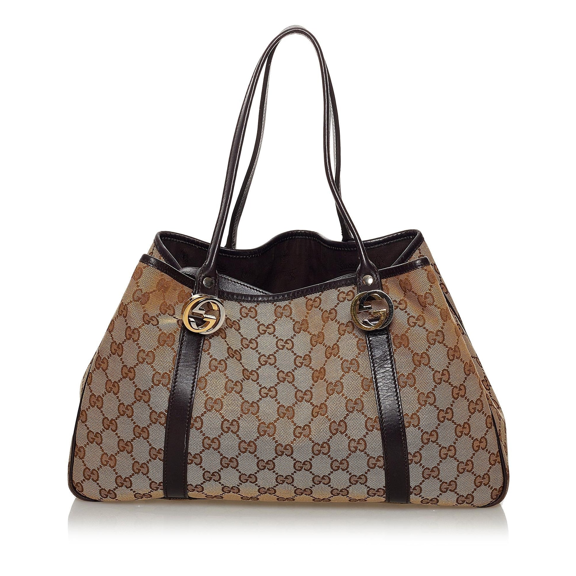 Gucci GG Twins SHG Canvas Calf Black Brown Shoulder Bag