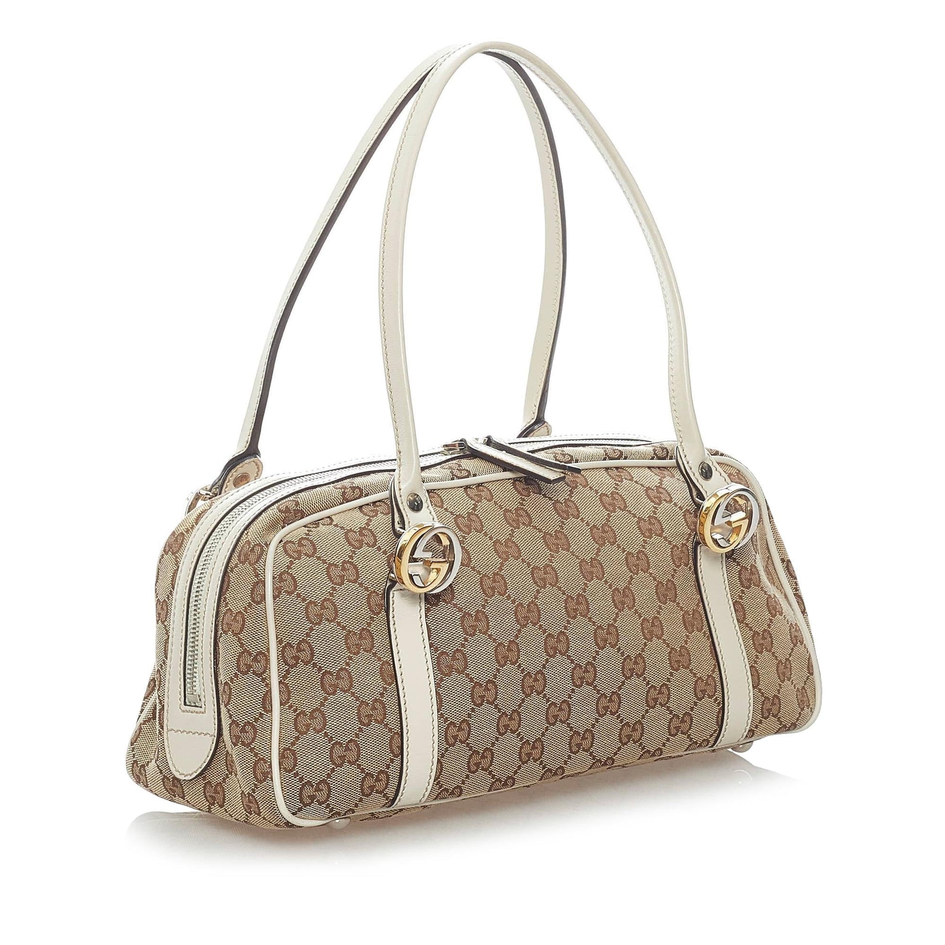 Gucci GG Twins SHG Canvas Calf White Brown Shoulder Bag