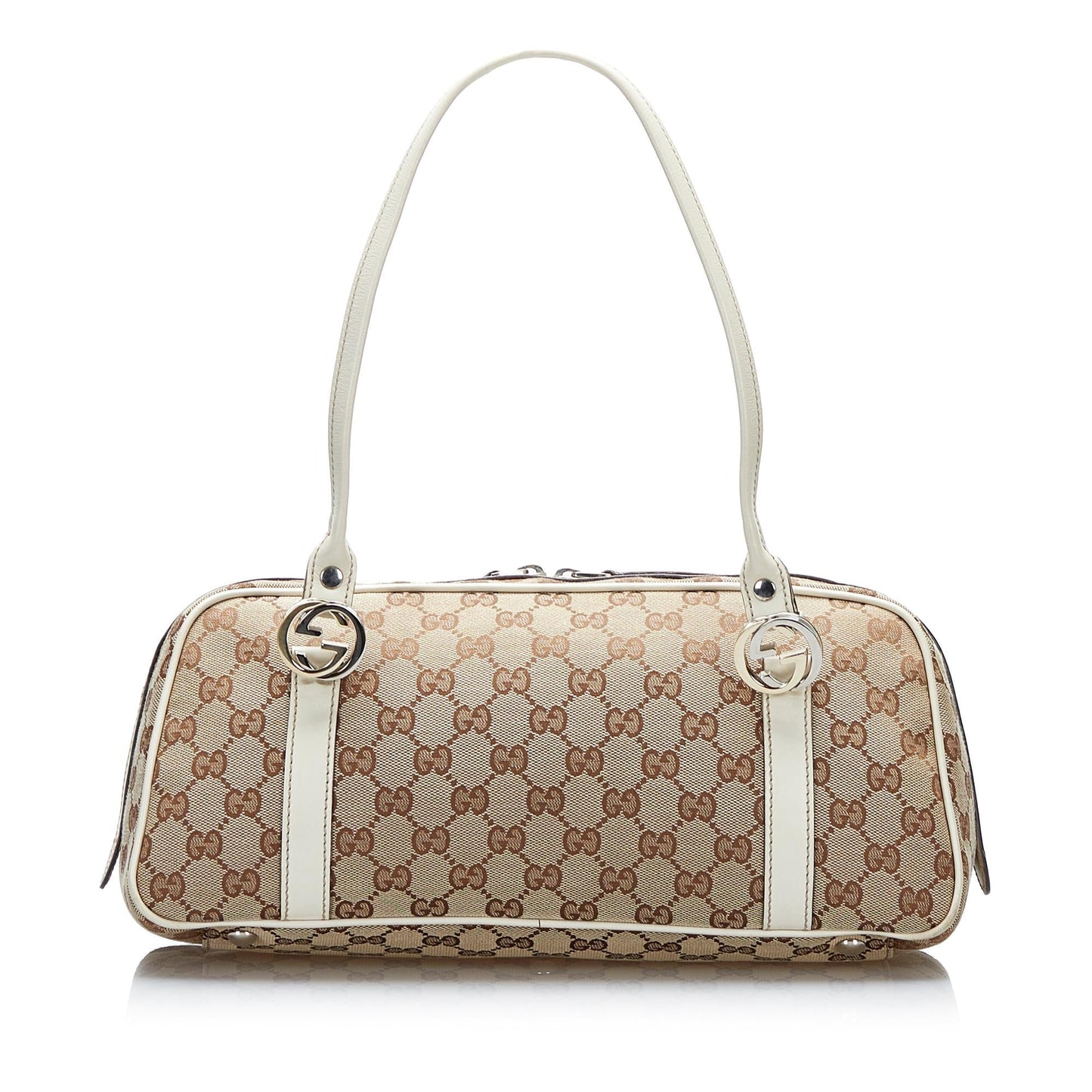 Gucci GG Twins SHG-xqb2mW Canvas Brown Shoulder Bag