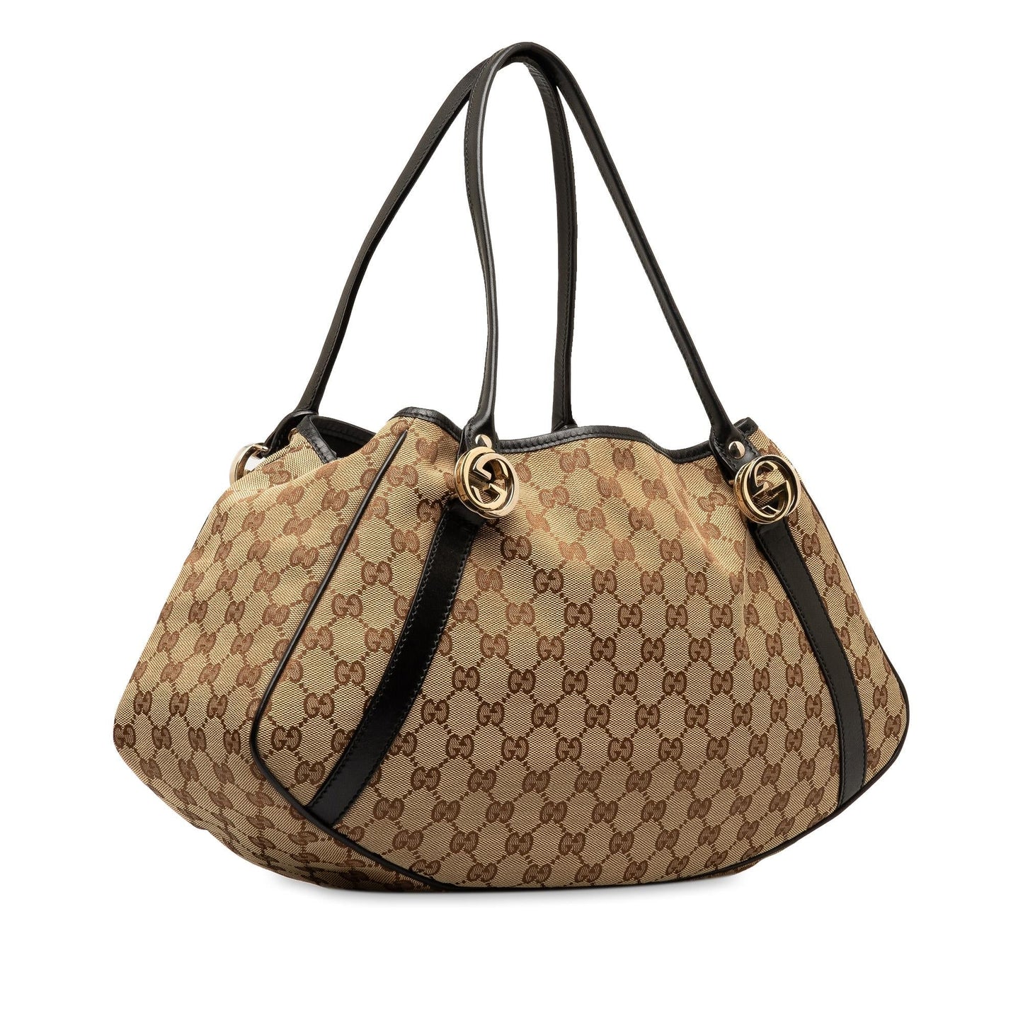 Gucci GG Twins SHG-LegSUk Canvas Brown Shoulder Bag