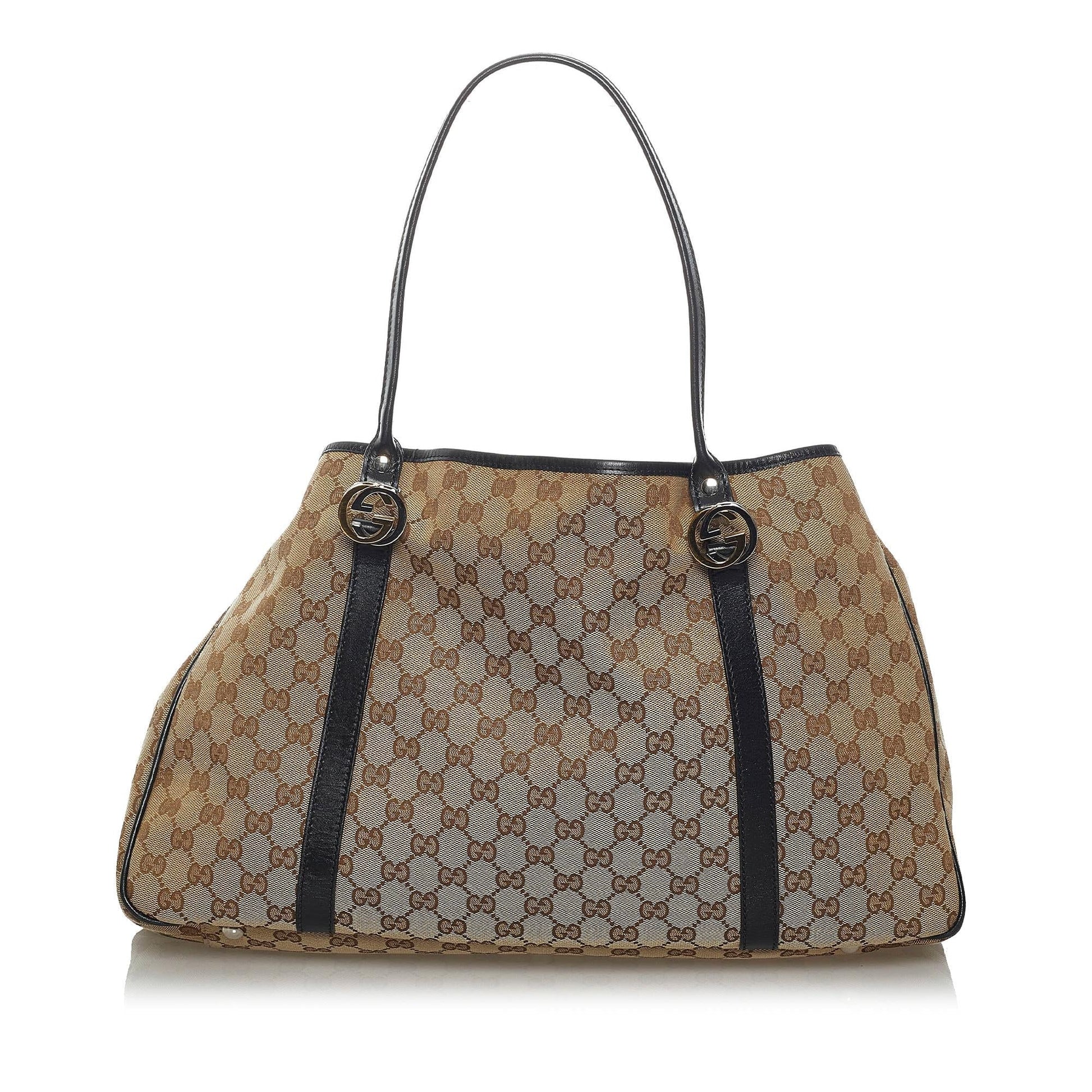 Gucci GG Twins SHG Canvas Black Brown Tote Bag