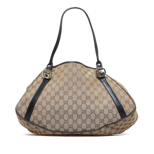 Gucci GG Twins SHG-jumYPU Canvas Calf Brown Tote Bag