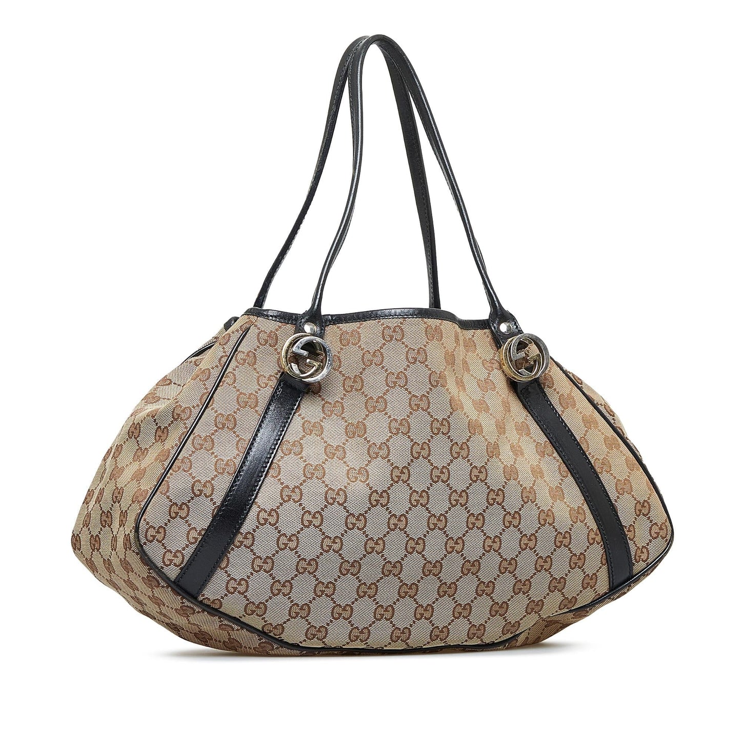 Gucci GG Twins SHG-jumYPU Canvas Calf Brown Tote Bag