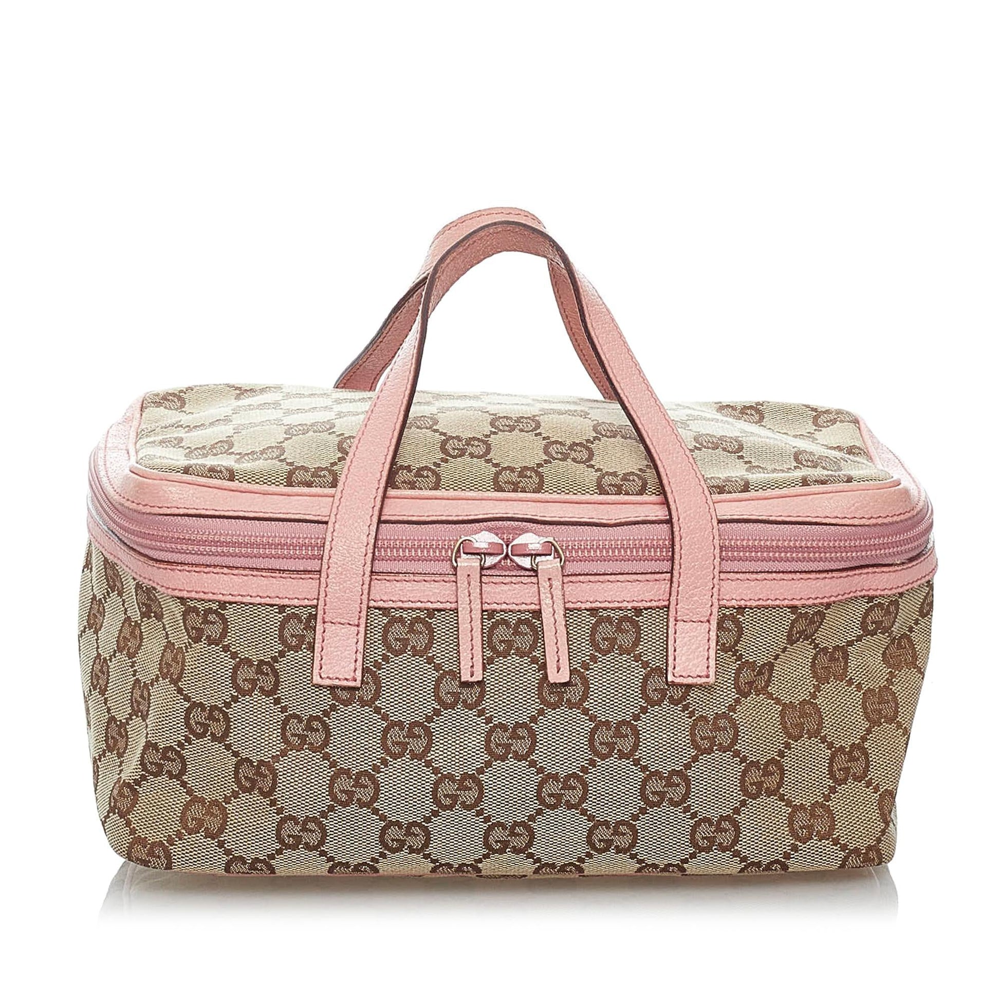 Gucci GG Vanity SHG Canvas Brown Pink Handbag