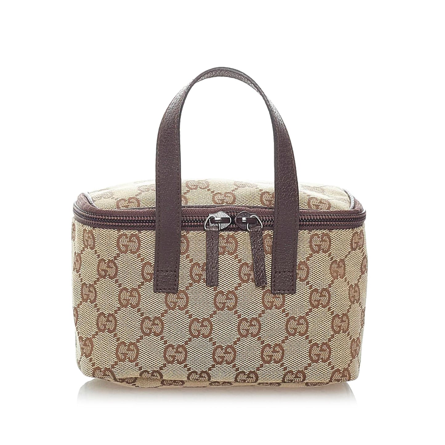 Gucci GG Vanity SHG Canvas Brown Handbag Bag Shg