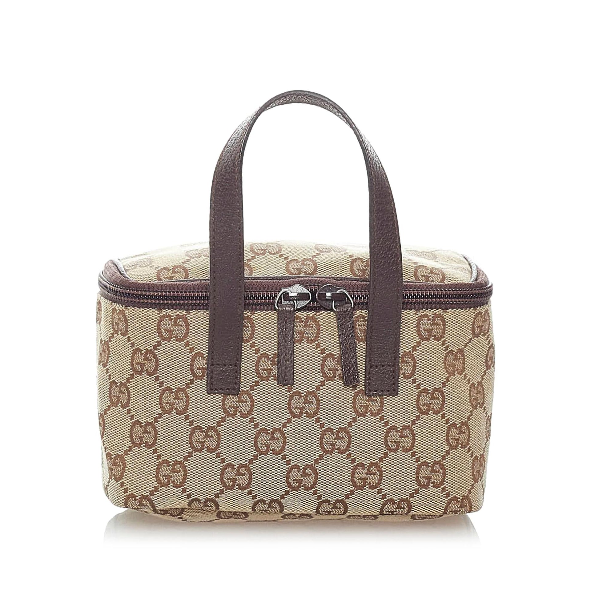 Gucci GG Vanity SHG Canvas Brown Handbag Bag Shg