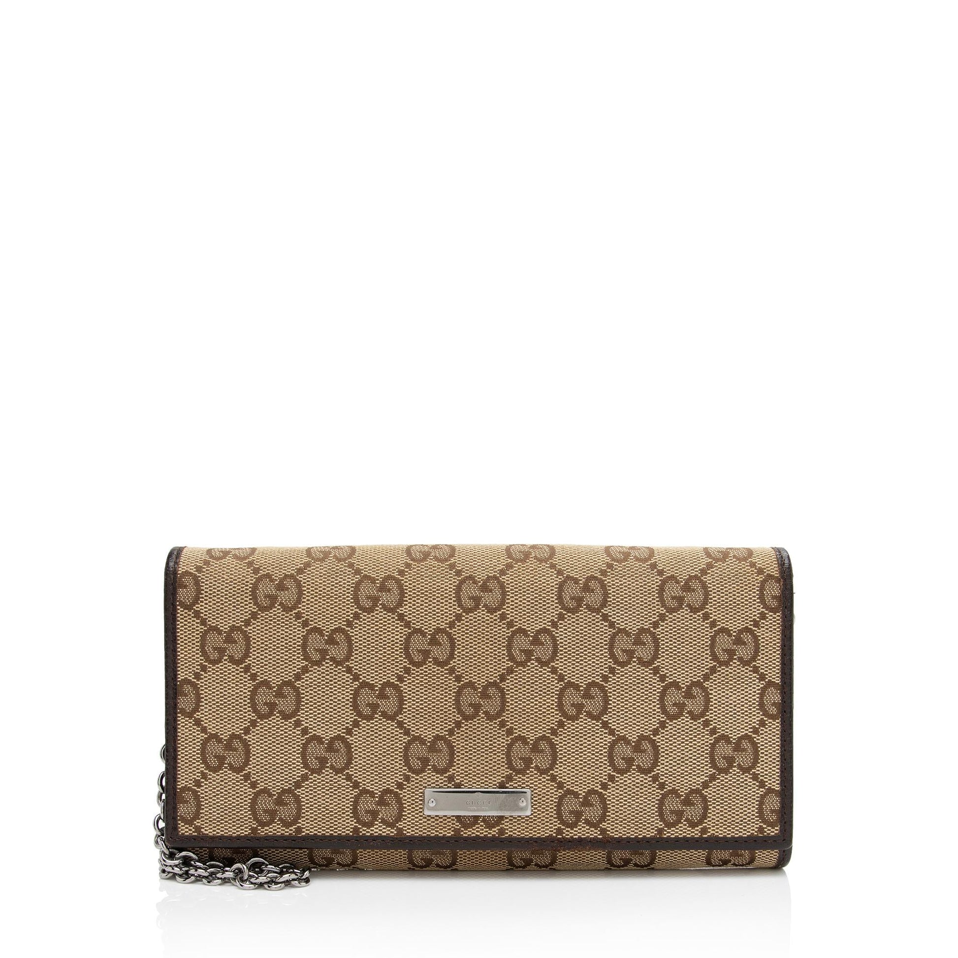 Gucci GG Wallet on Chain SHF-4BzUx8 Leather Canvas Brown Beige Shoulder Bag