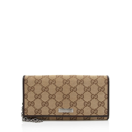 Gucci GG Wallet on Chain SHF-4BzUx8 Leather Canvas Brown Beige Shoulder Bag
