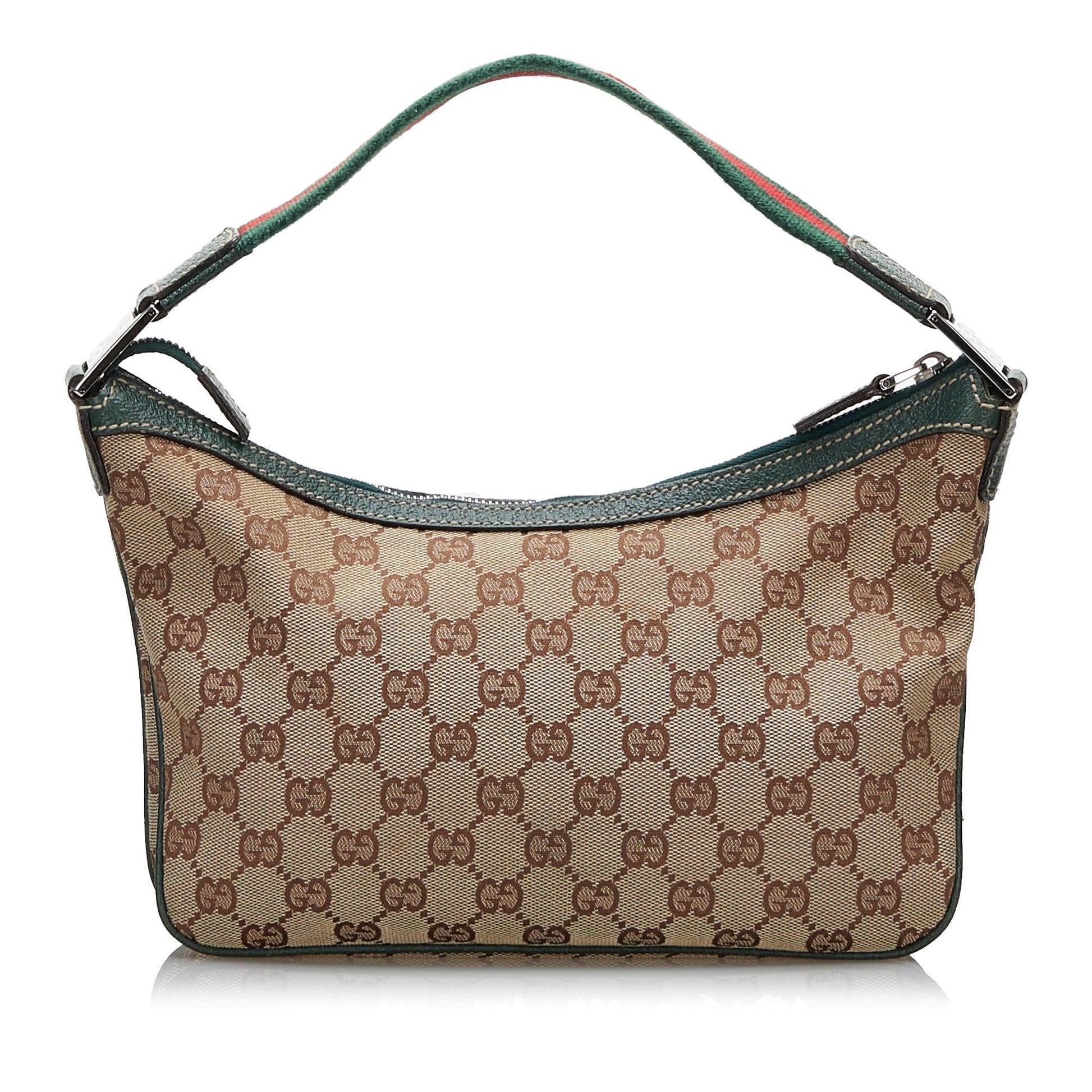 Gucci GG Web Baguette SHG-zCaOiu Canvas Brown Handbag