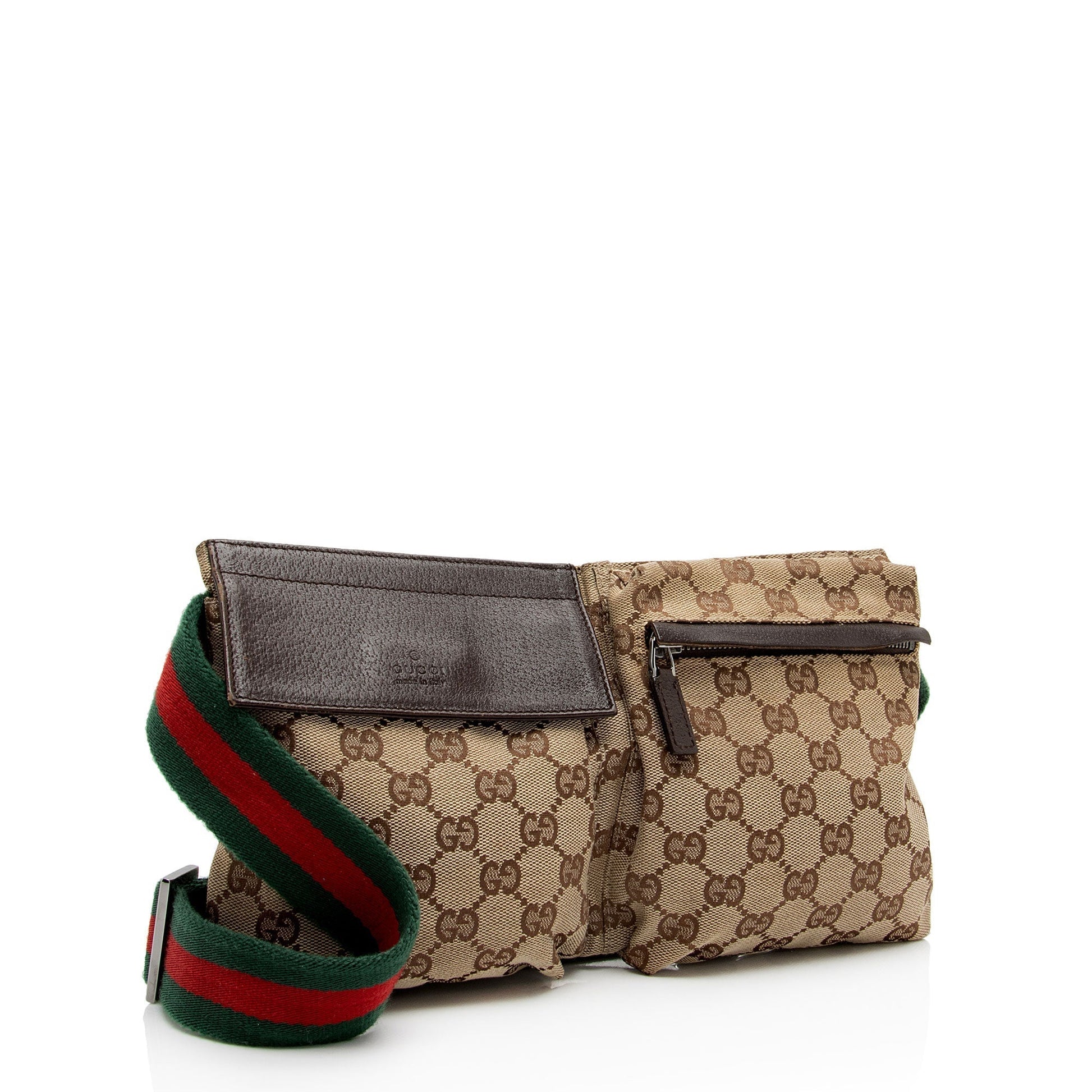 Gucci GG Web Belt SHF-k4S9yN Leather Canvas Nylon Brown Accessory