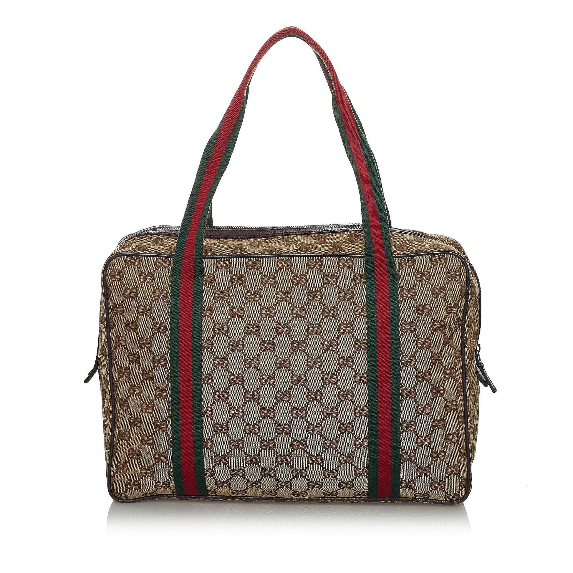 Gucci GG Web Business SHG Canvas Brown Tote Bag
