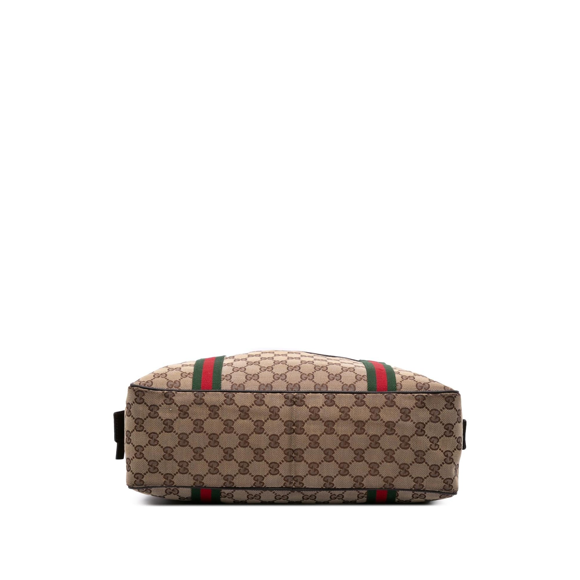 Gucci GG Web Business Canvas Brown Tote Bag