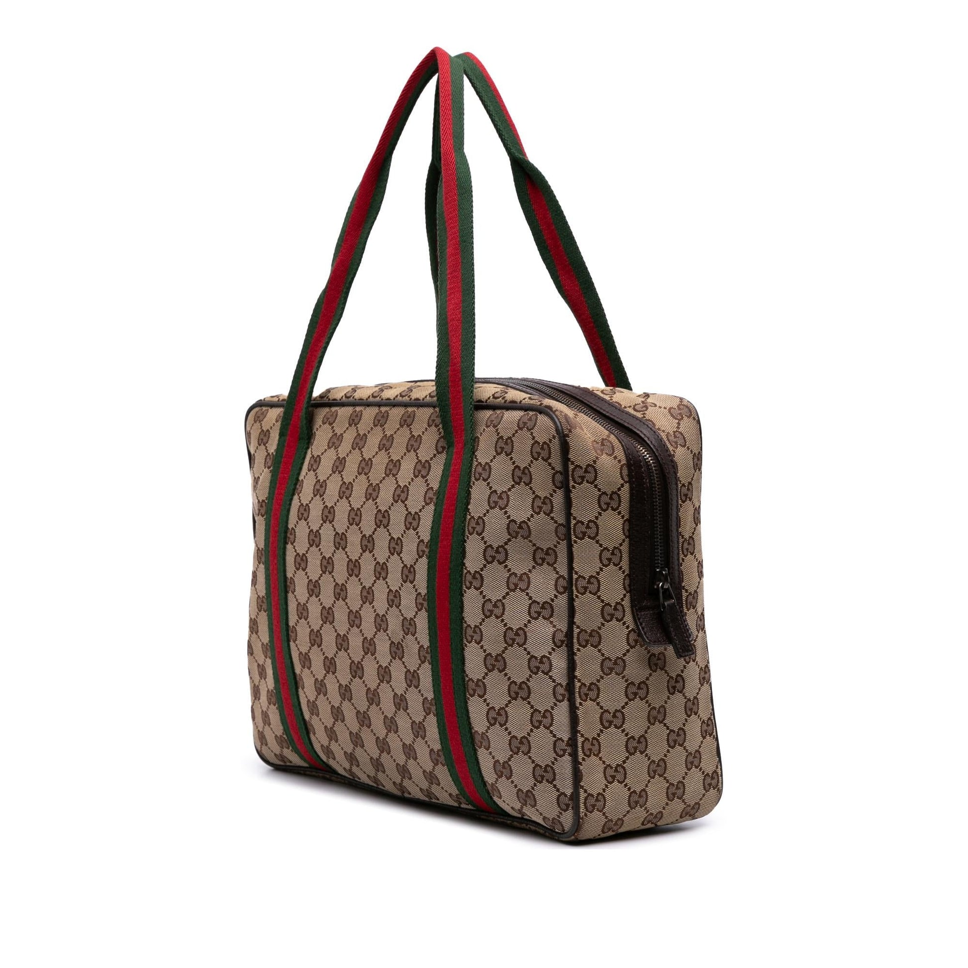 Gucci GG Web Business Canvas Brown Tote Bag