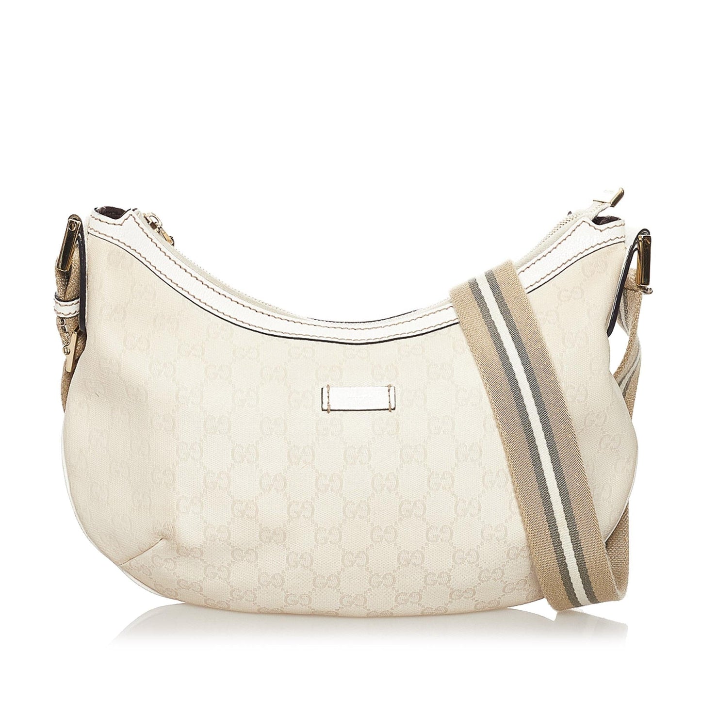 Gucci GG Web SHG Canvas Calf White Crossbody Bag