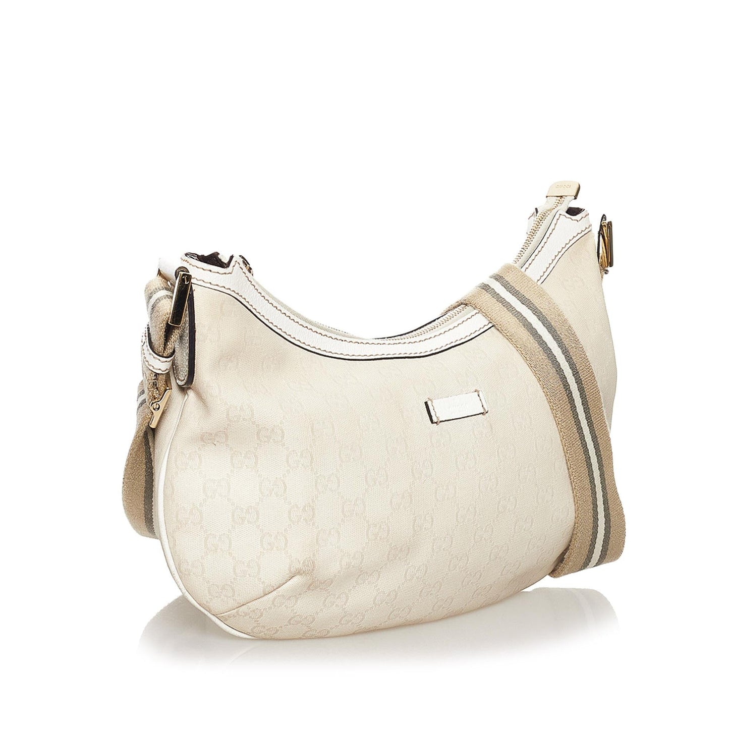 Gucci GG Web SHG Canvas Calf White Crossbody Bag