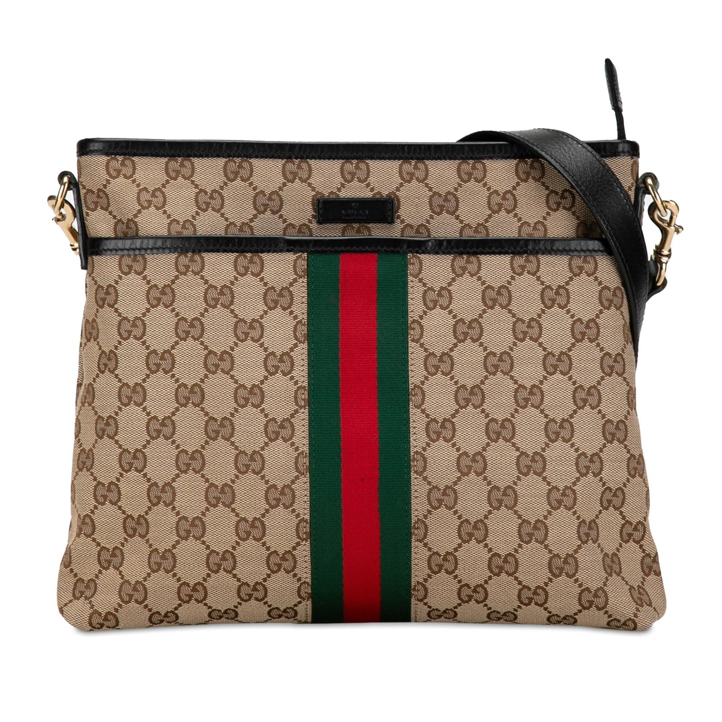 Gucci GG Web SHG-I38dSw Canvas Calf Brown Crossbody Bag