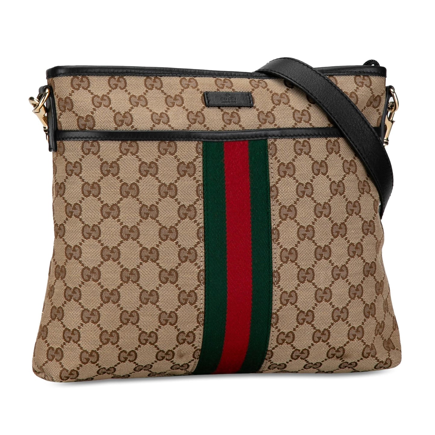 Gucci GG Web SHG-p1ytZD Canvas Calf Brown Crossbody Bag