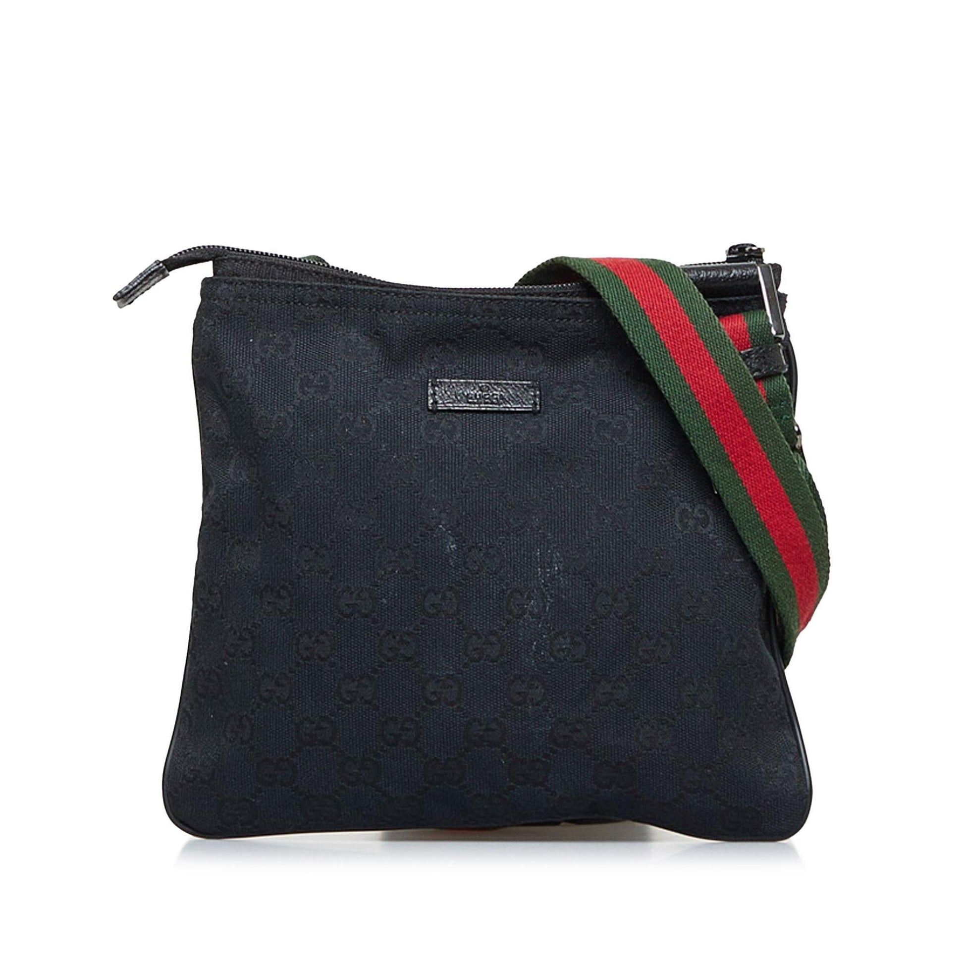Gucci GG Web SHG-WF62PF Canvas Black Crossbody Bag