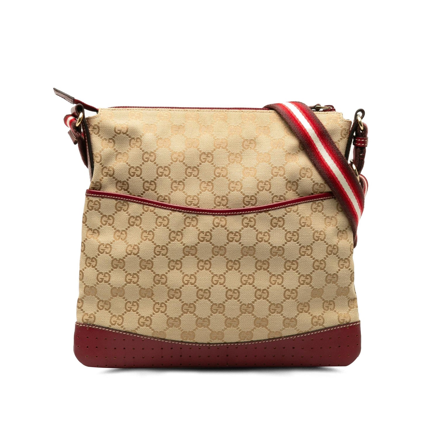 Gucci GG Web SHG-6C15R6 Canvas Calf Brown Crossbody Bag