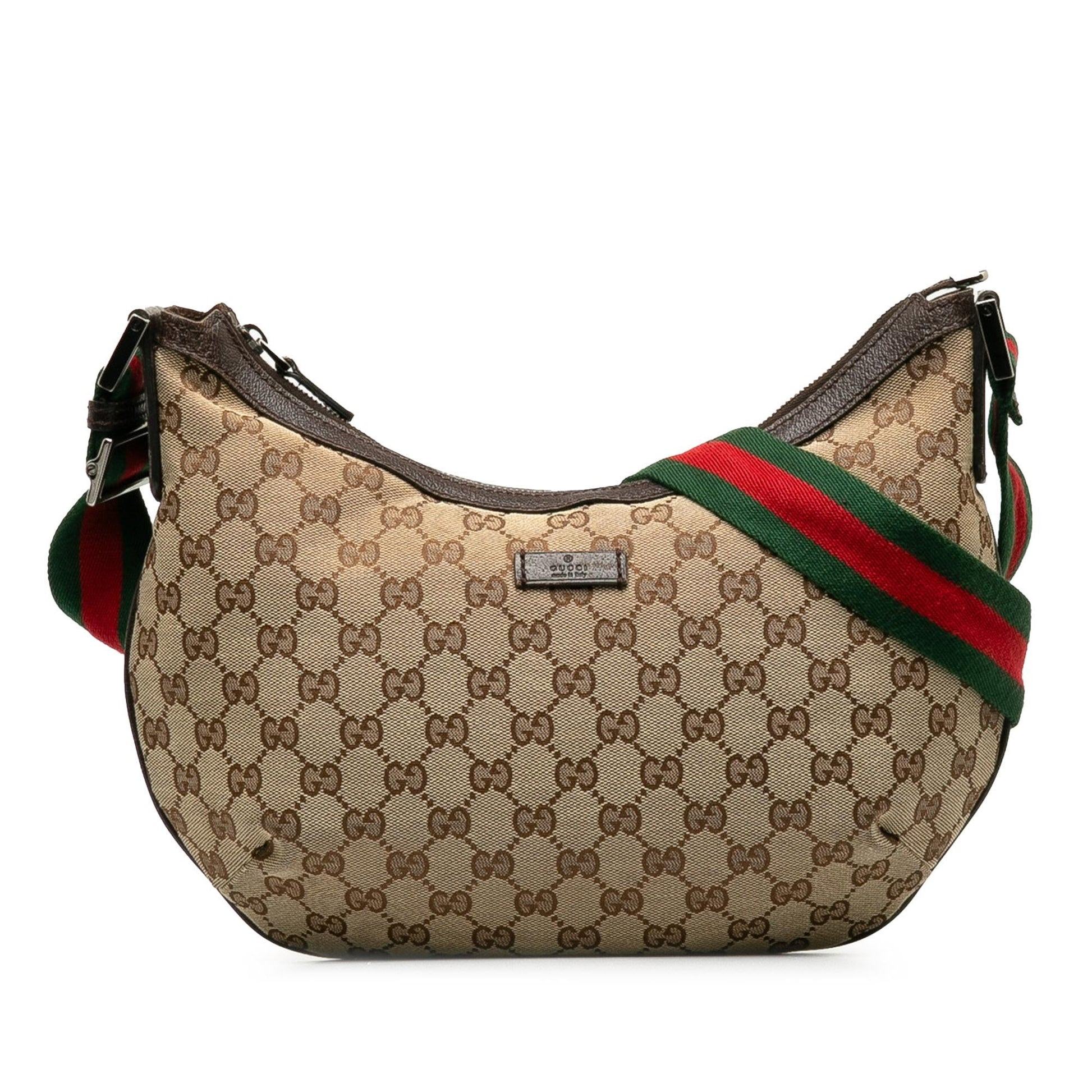 Gucci GG Web SHG-bpNgYQ Canvas Brown Crossbody Bag