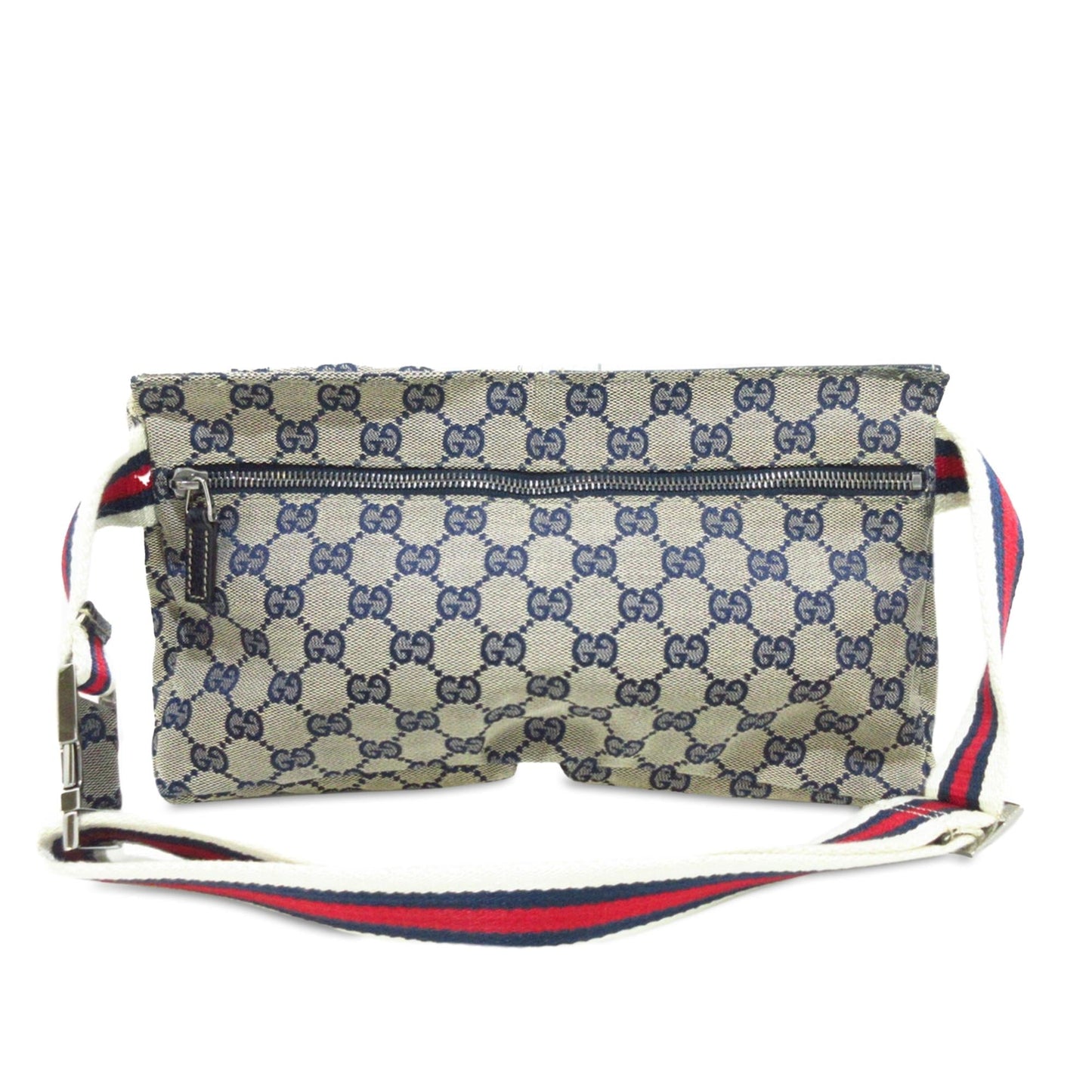 Gucci GG Web Double Pocket Belt Canvas Calf Brown Accessory Shg R2Ckk7