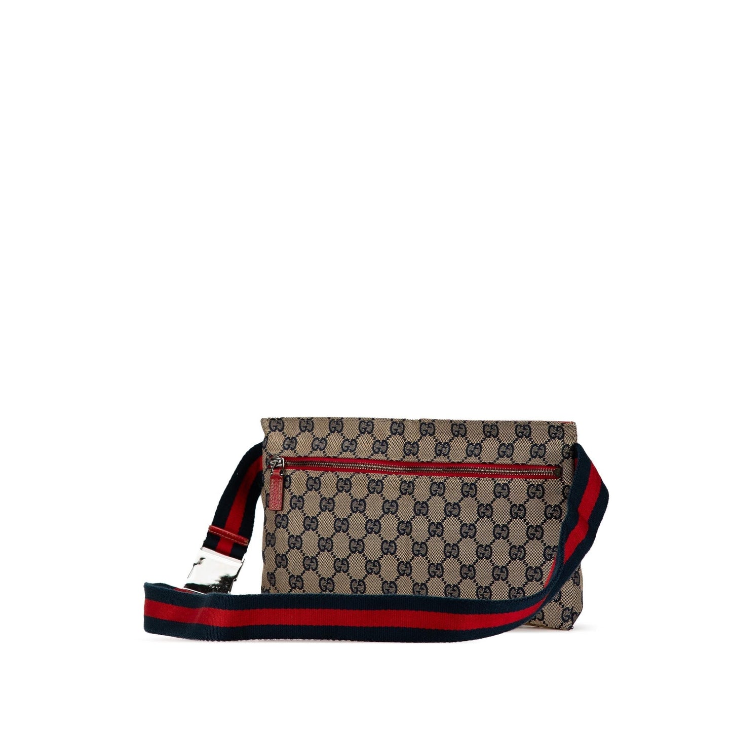 Gucci GG Web Double Pocket Belt Canvas Brown Accessory Shg Wxd3Yn