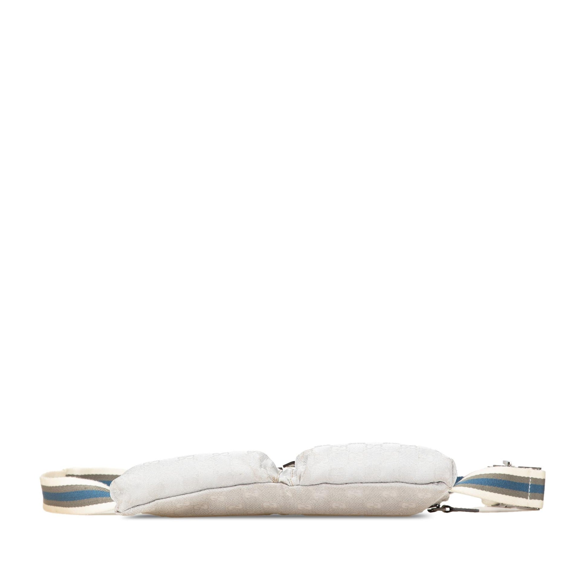 Gucci GG Web Double Pocket Belt Canvas White Accessory Bag 4