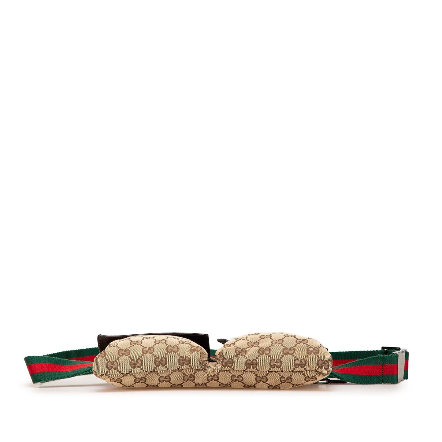 Gucci GG Web Double Pocket Belt Canvas Calf Brown Accessory