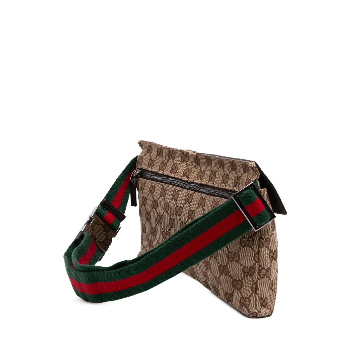 Gucci GG Web Double Pocket Belt Canvas Brown Accessory Bag 8