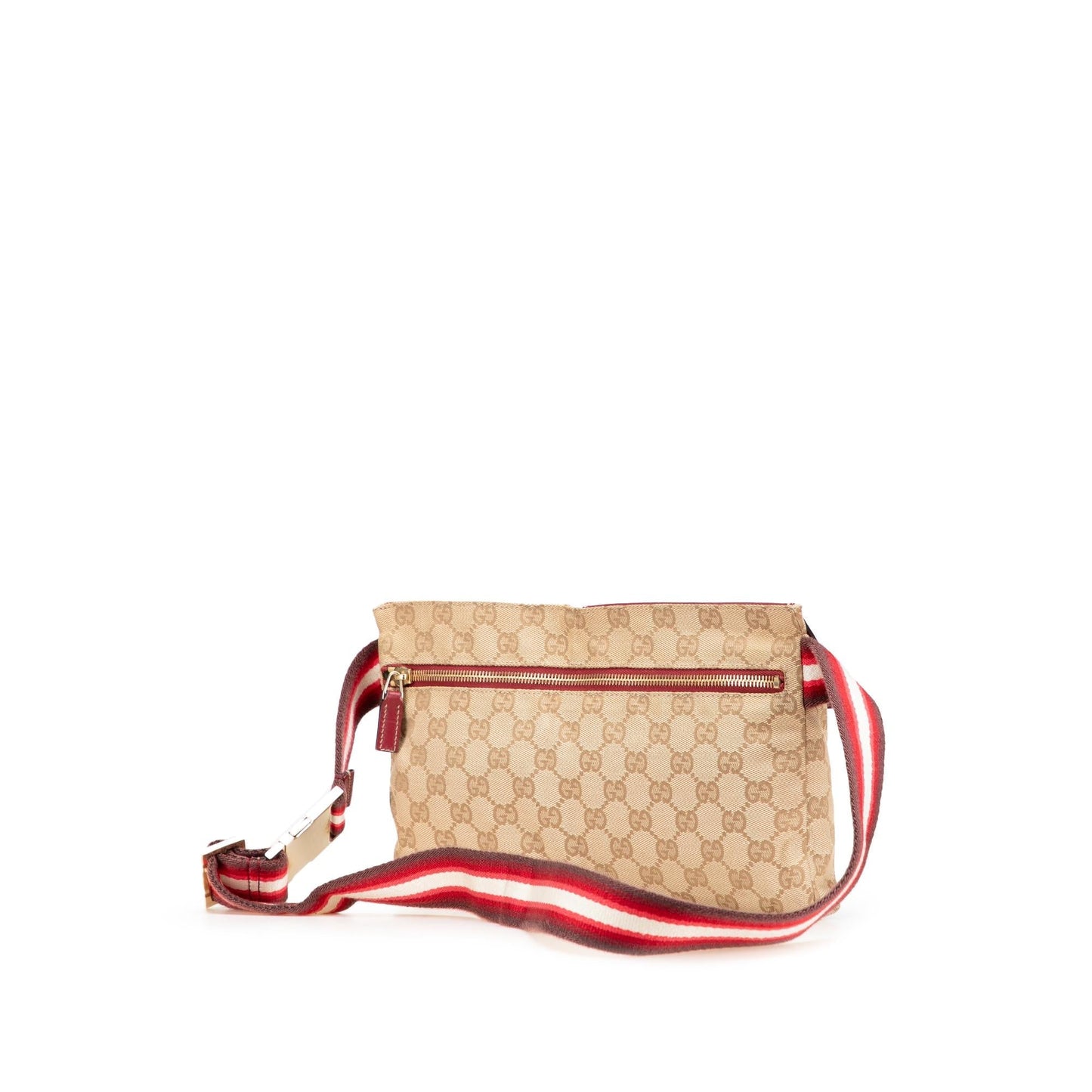 Gucci GG Web Double Pocket Belt Canvas Brown Accessory Bag 16