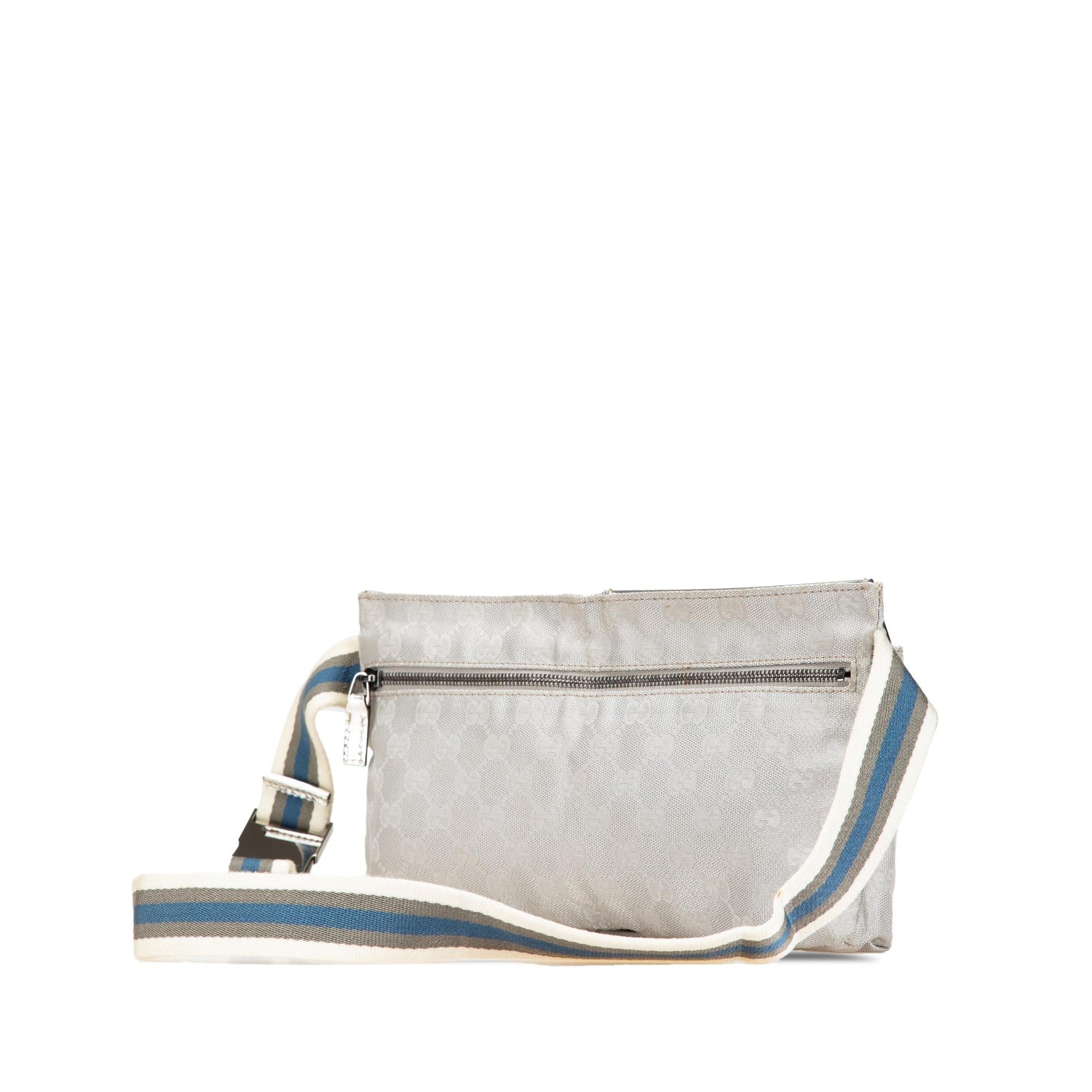 Gucci GG Web Double Pocket Belt Canvas White Accessory