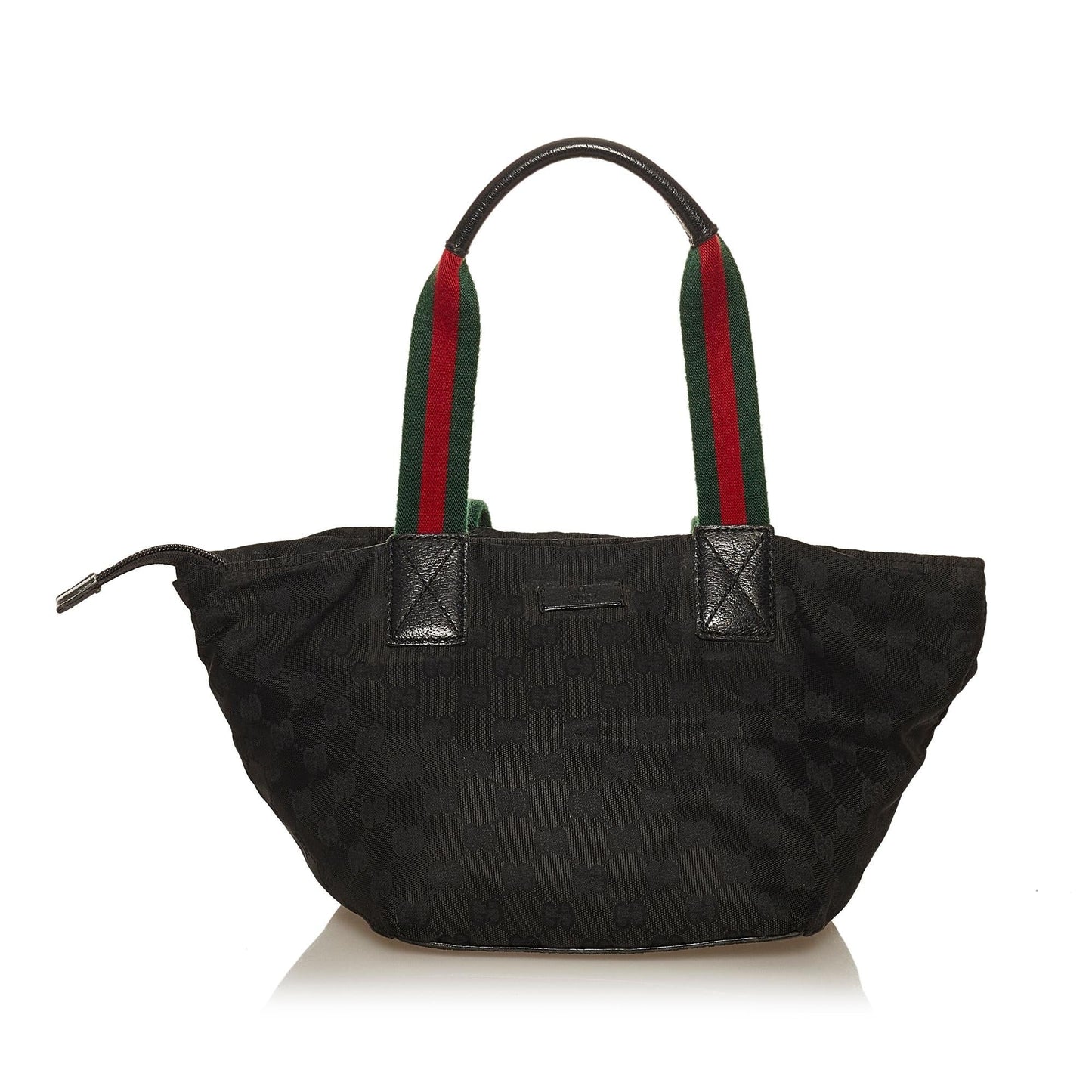 Gucci GG Web SHG Canvas Black Satchel Bag Handbag Shg
