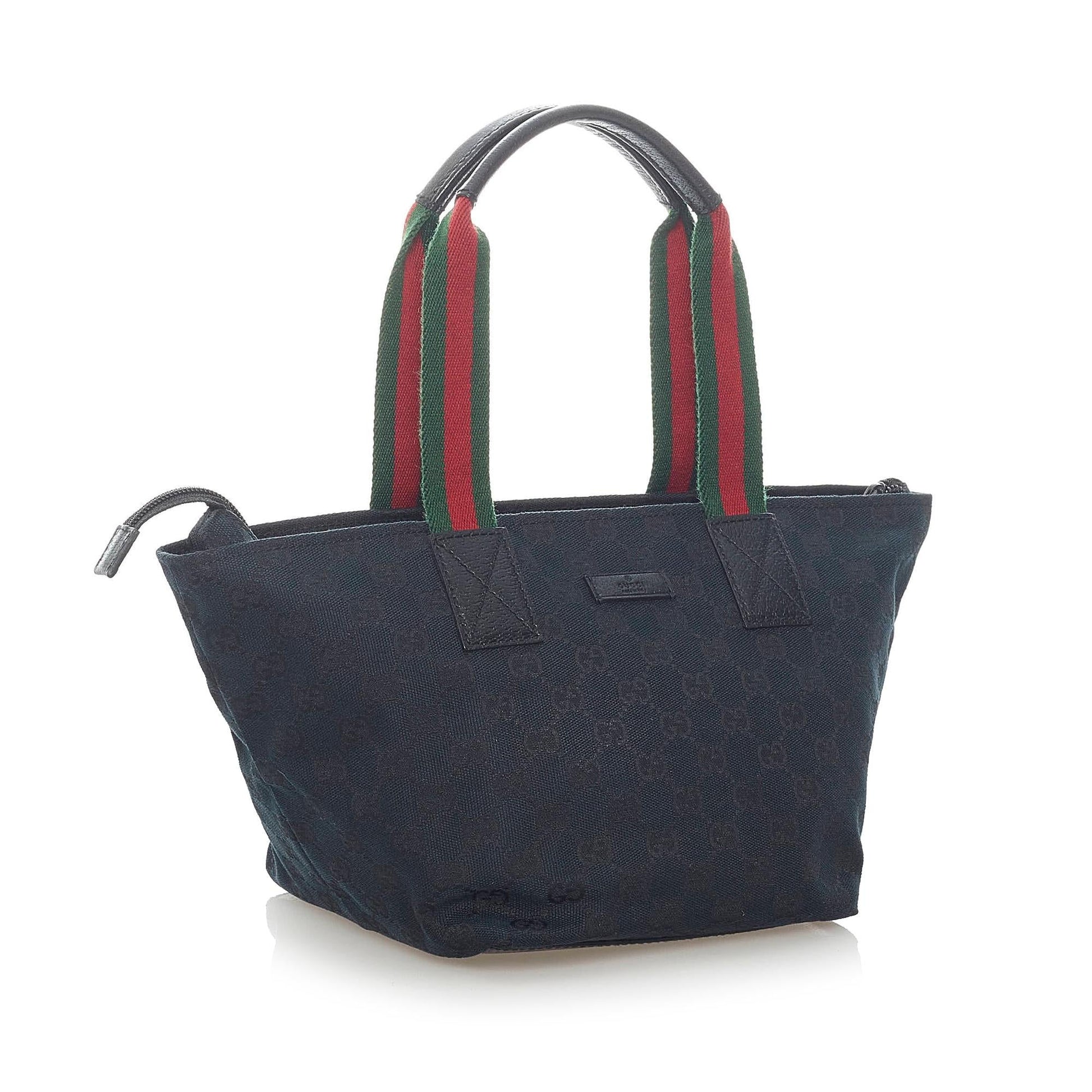 Gucci GG Web SHG Canvas Black Satchel Bag