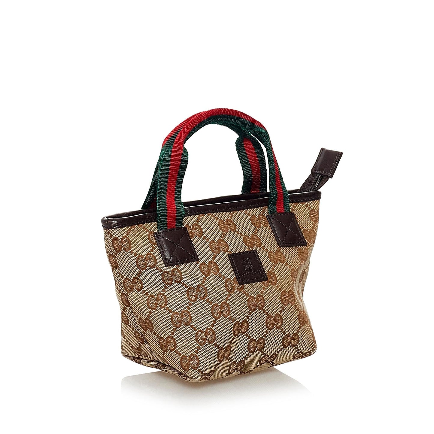 Gucci GG Web SHG Canvas Brown Satchel Bag Handbag Shg