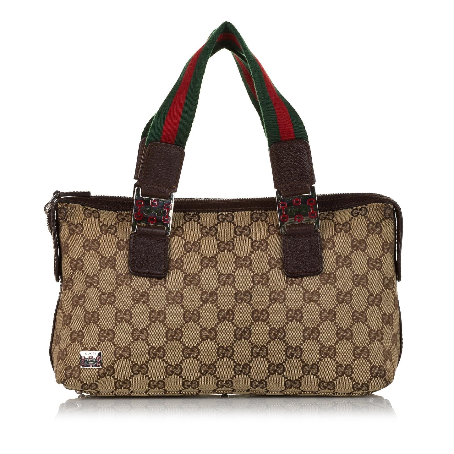 Gucci GG Web SHG Canvas Brown Satchel Bag 3