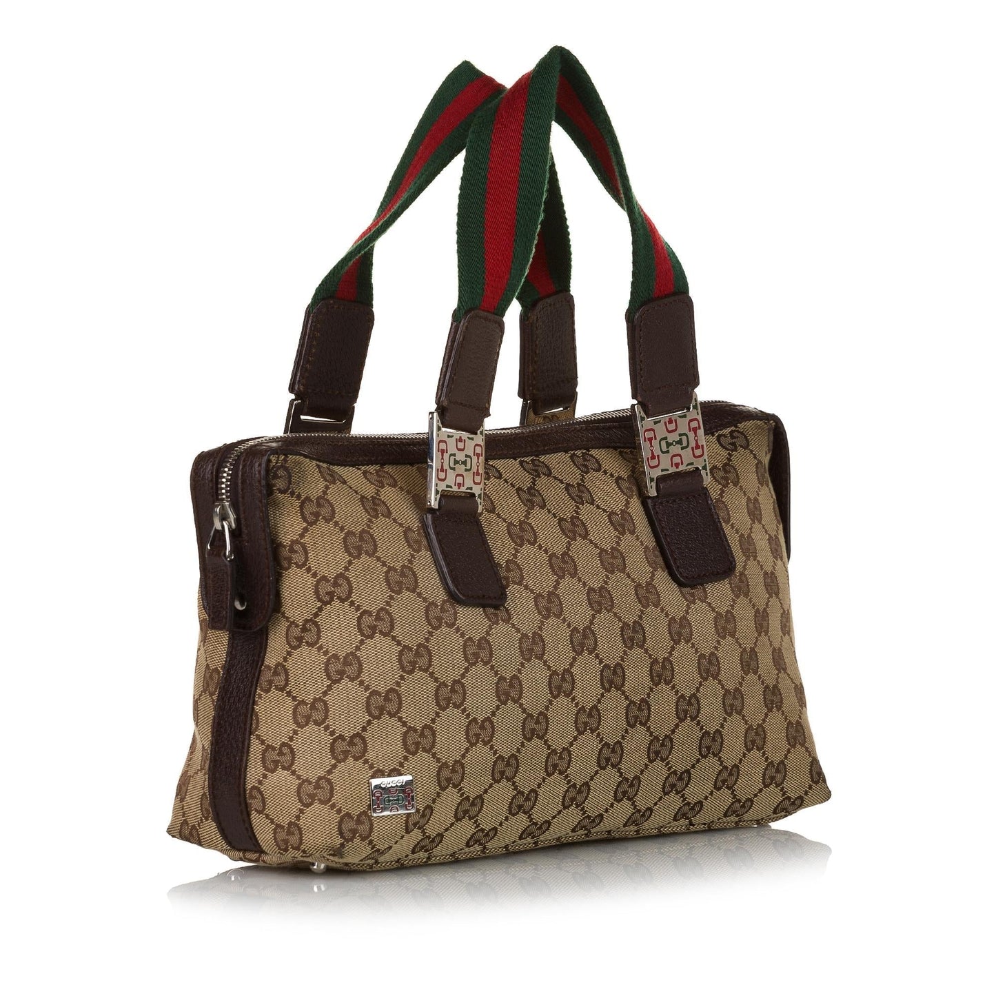 Gucci GG Web SHG Canvas Brown Satchel Bag 3