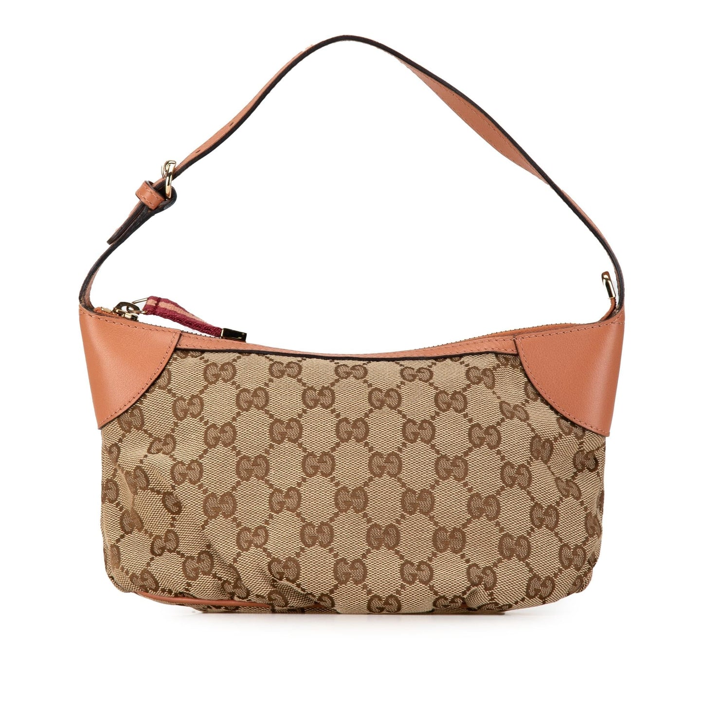 Gucci GG Web SHG-GwKR2u Canvas Calf Brown Orange Satchel Bag