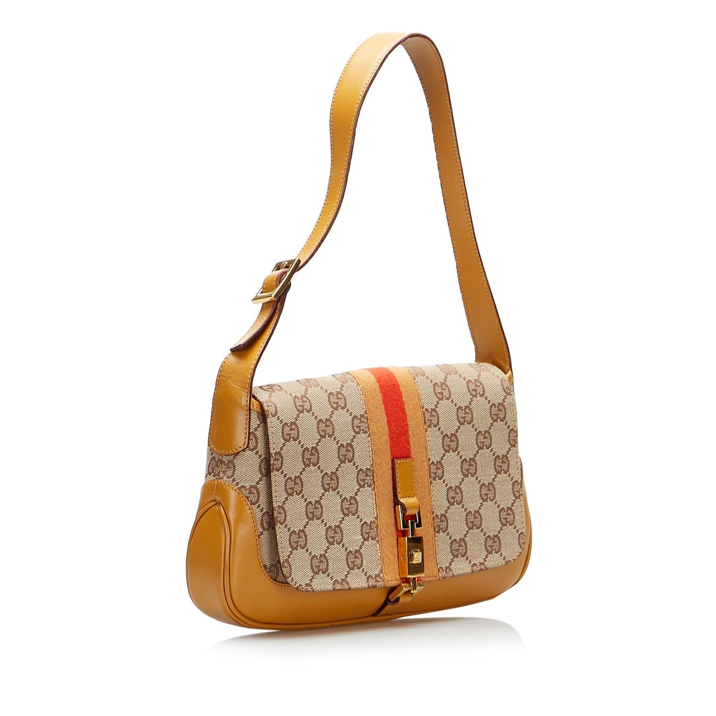 Gucci GG Web Jackie SHG-WmSJeG Canvas Brown Shoulder Bag