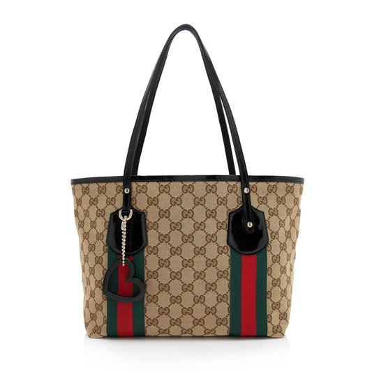 Gucci GG Web Jolie SHF-5ry4OI Leather Canvas Nylon Patent Tote Bag