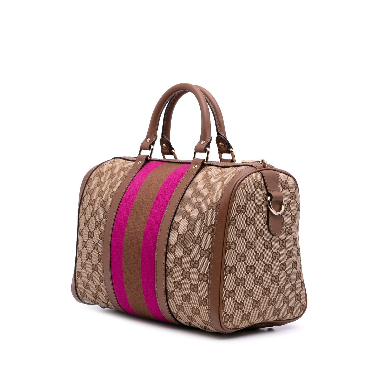 Gucci GG Web Joy Boston Canvas Brown Satchel Bag Bag 4