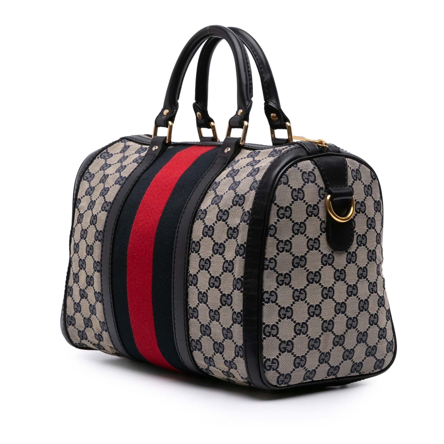 Gucci GG Web Joy Boston Canvas Calf Brown Satchel Bag Bag 9