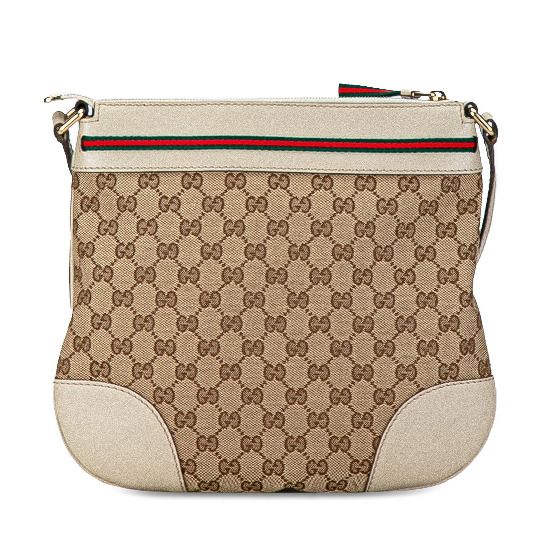 Gucci GG Web Mayfair SHG-Z9RL30 Canvas Calf White Brown Crossbody Bag